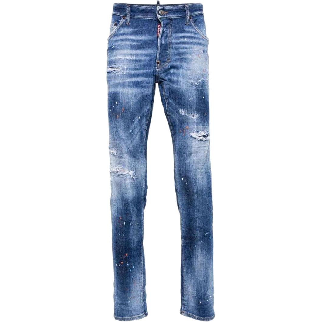 DSQUARED2 SS24 Paint Button Slim Fit Blue Jeans Men. S71LB1364S30872-470
