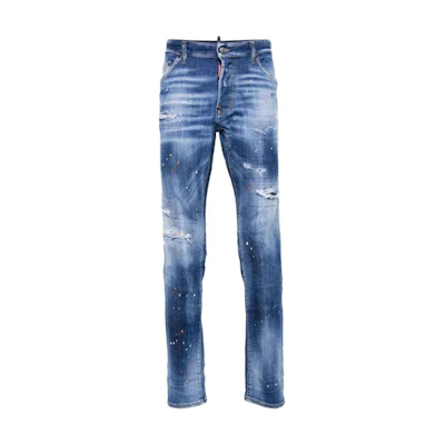 DSQUARED2 SS24 Paint Button Slim Fit Blue Jeans Men. S71LB1364S30872-470