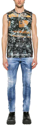 DSQUARED2 SS24 Paint Button Slim Fit Blue Jeans Men. S71LB1364S30872-470 Lookbook DSQUARED2 SS24 Paint Button Slim Fit Blue Jeans Men. S71LB1364S30872-470