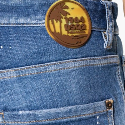 DSQUARED2 SS24 Paint Button Slim Fit Blue Jeans Men. S71LB1364S30872-470 Details for DSQUARED2 SS24 Paint Button Slim Fit Blue Jeans Men. S71LB1364S30872-470