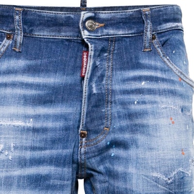 DSQUARED2 SS24 Paint Button Slim Fit Blue Jeans Men. S71LB1364S30872-470 Sizing DSQUARED2 SS24 Paint Button Slim Fit Blue Jeans Men. S71LB1364S30872-470