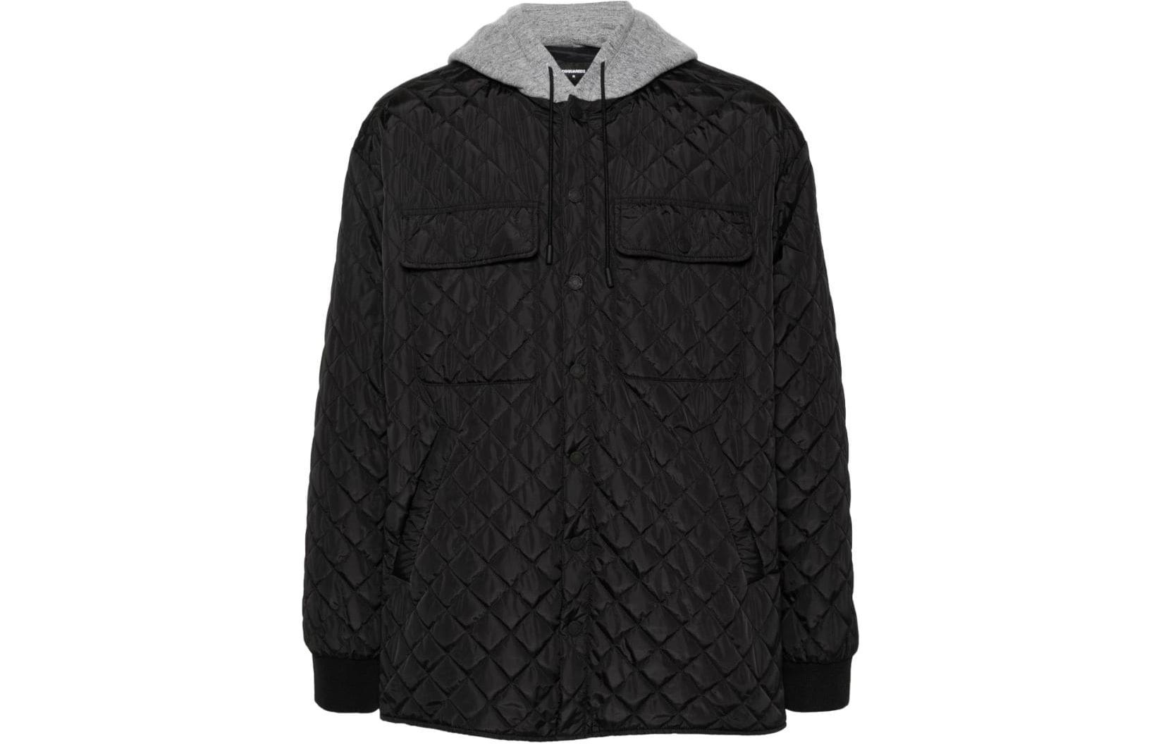 Order DSQUARED2 SS24 Jaket Hoodie Oversized Patchwork Quilted Hitam S74AM1461S78554-900