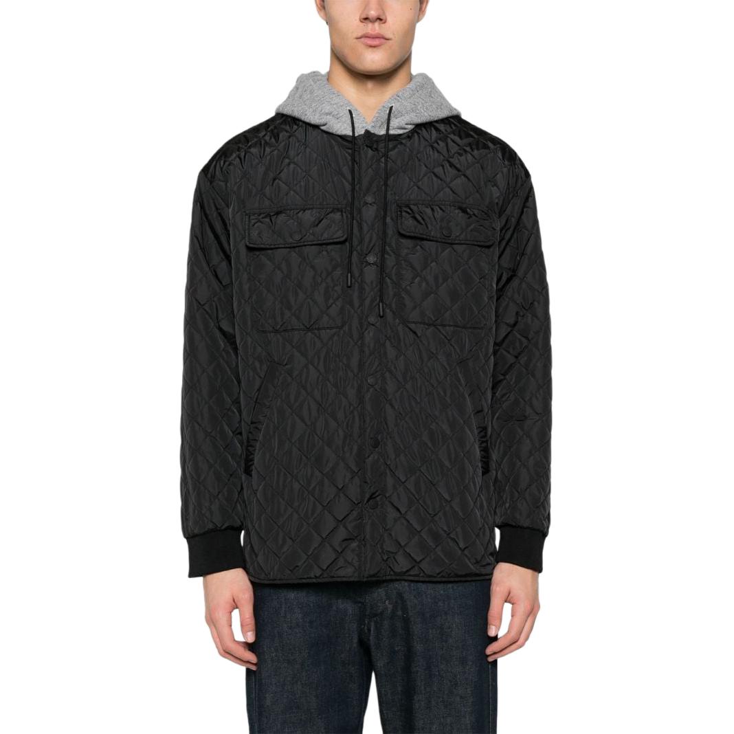 Lookbook DSQUARED2 SS24 Jaket Hoodie Oversized Patchwork Quilted Hitam S74AM1461S78554-900