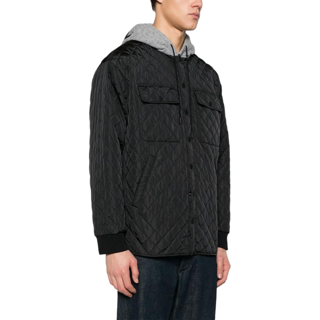 Shop DSQUARED2 SS24 Jaket Hoodie Oversized Patchwork Quilted Hitam S74AM1461S78554-900