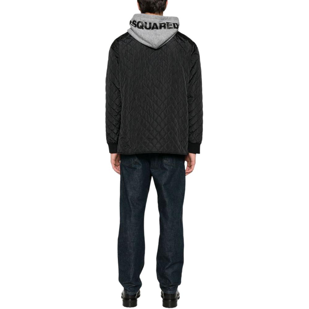 Purchase DSQUARED2 SS24 Jaket Hoodie Oversized Patchwork Quilted Hitam S74AM1461S78554-900