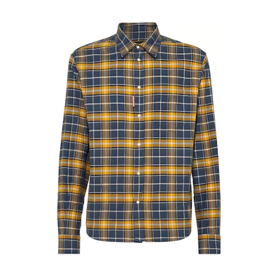 DSQUARED2 SS24 Plaid Collar Button-Up Long Sleeve Shirt Yellow Men S71DM0739D35132-002
