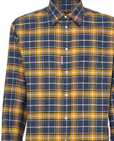 Shop DSQUARED2 SS24 Plaid Collar Button-Up Long Sleeve Shirt Yellow Men S71DM0739D35132-002