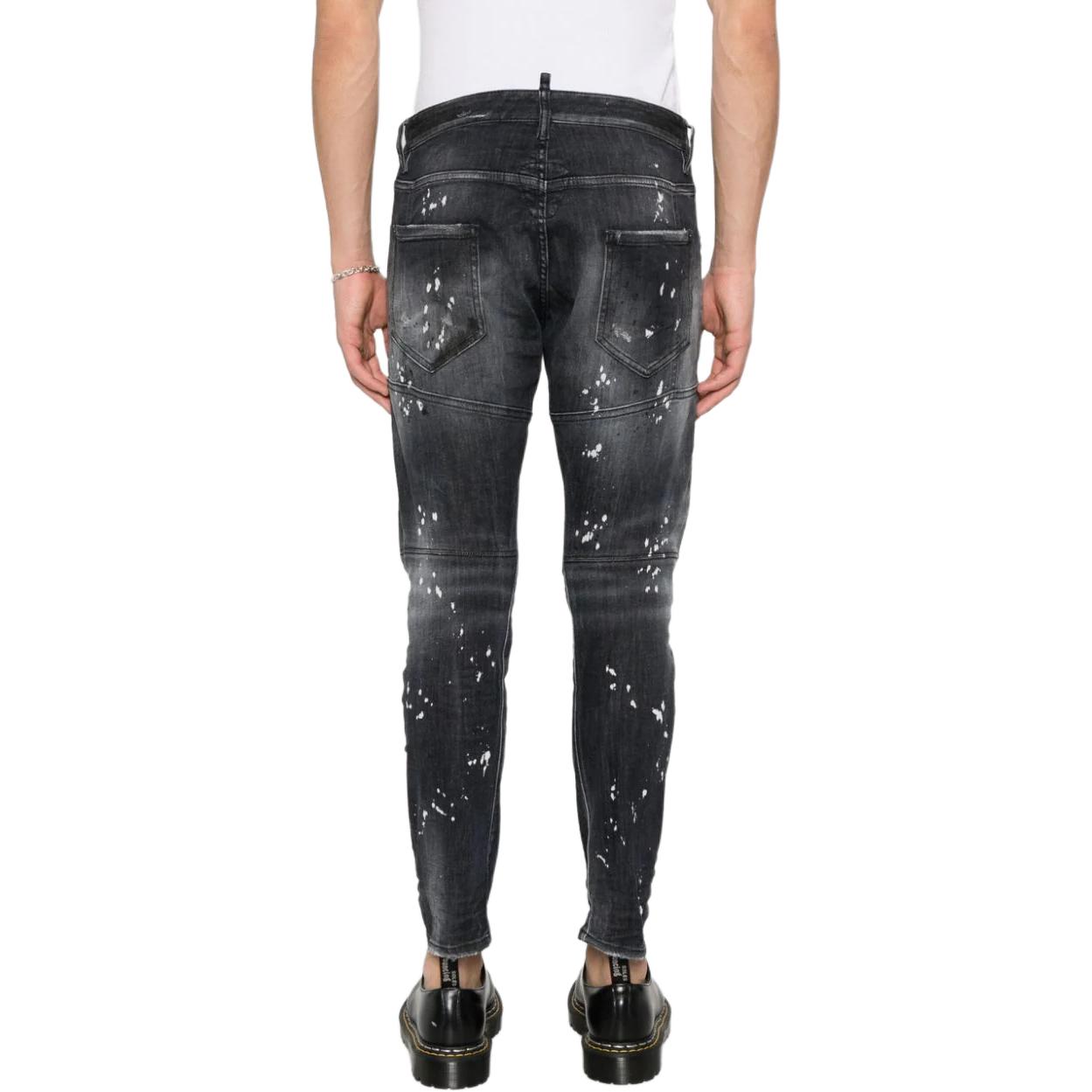 DSQUARED2 SS24 Slim-Fit Distressed Paint-Splatter Black Jeans for Men. S74LB1431S30503-900 圖 4