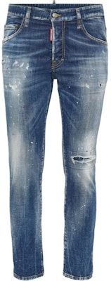 DSQUARED2 SS24 男士修身款海军蓝破洞徽标补丁牛仔裤 S74LB1551S30342 Order DSQUARED2 SS24 男士修身款海军蓝破洞徽标补丁牛仔裤 S74LB1551S30342