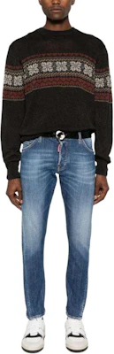 DSQUARED2 男士 SS24 修身破洞深藍牛仔褲 S74LB1573S30872-470 Lookbook DSQUARED2 男士 SS24 修身破洞深藍牛仔褲 S74LB1573S30872-470