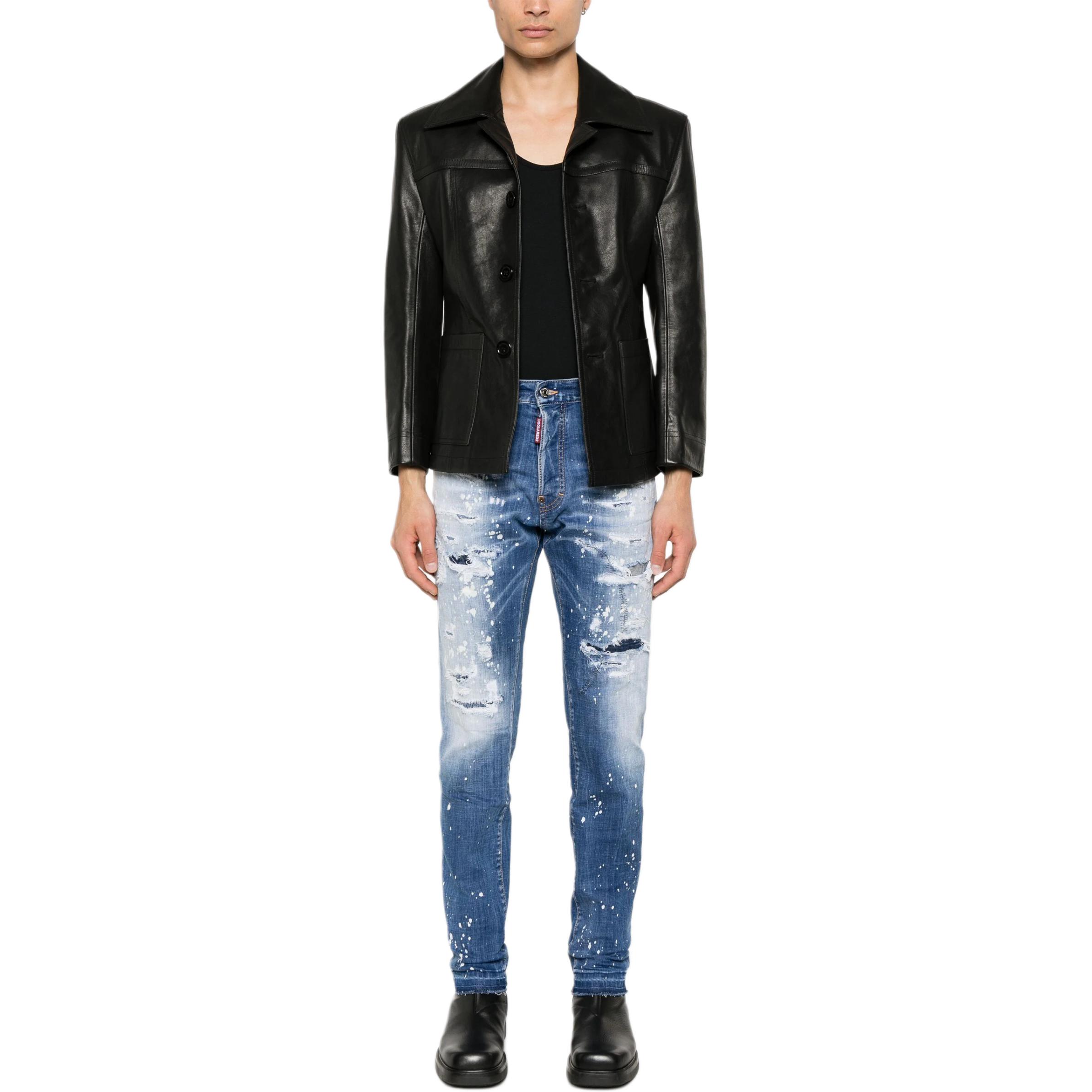 DSQUARED2 SS24 Slim Straight Washed Indigo Denim Jeans for Men. S71LB1463S30342-470 圖 4