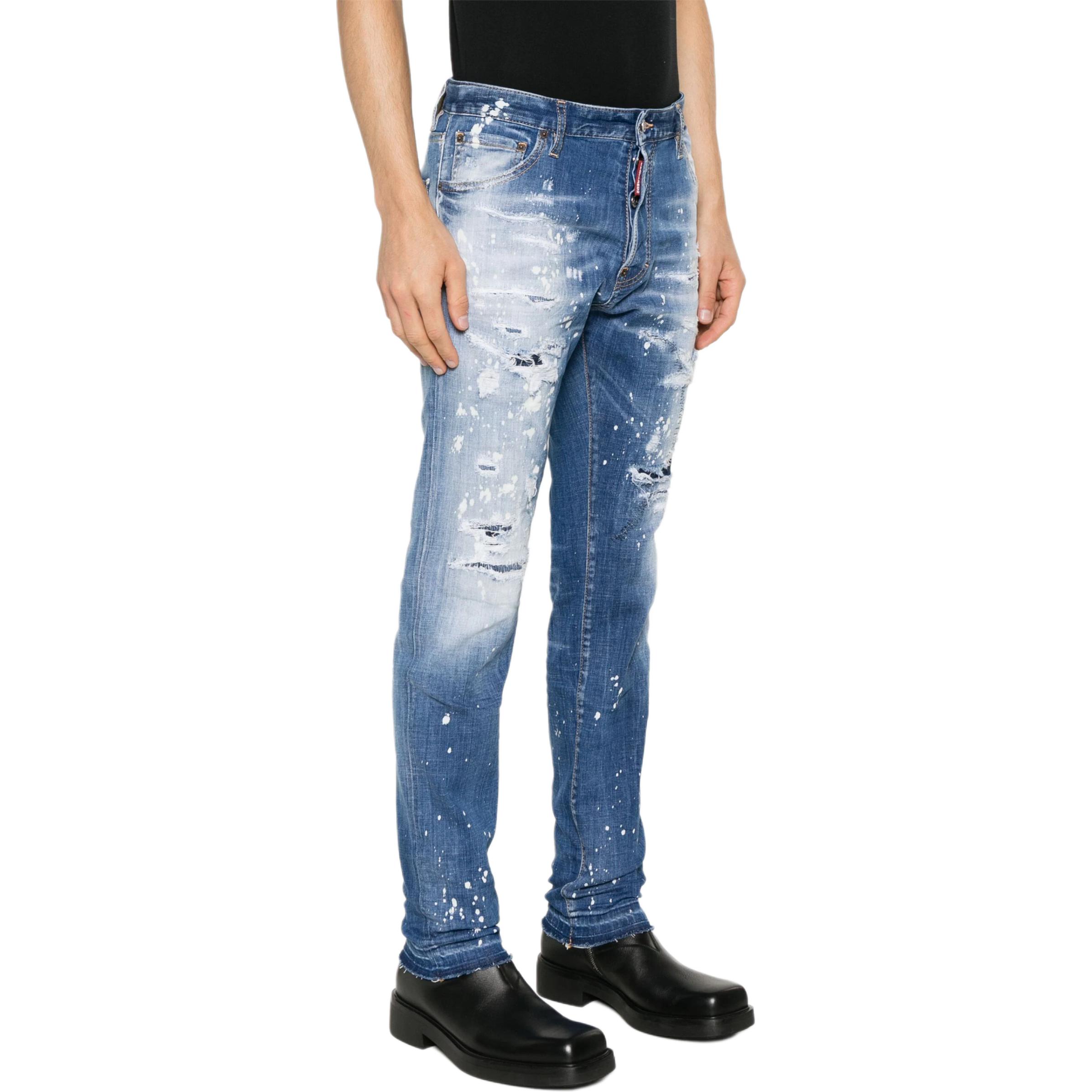 DSQUARED2 SS24 Slim Straight Washed Indigo Denim Jeans for Men. S71LB1463S30342-470 圖 5