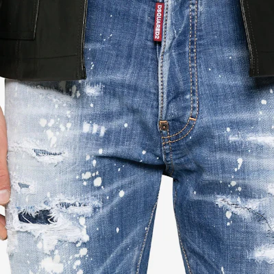 DSQUARED2 SS24 Slim Straight Washed Indigo Denim Jeans for Men. S71LB1463S30342-470 Details for DSQUARED2 SS24 Slim Straight Washed Indigo Denim Jeans for Men. S71LB1463S30342-470