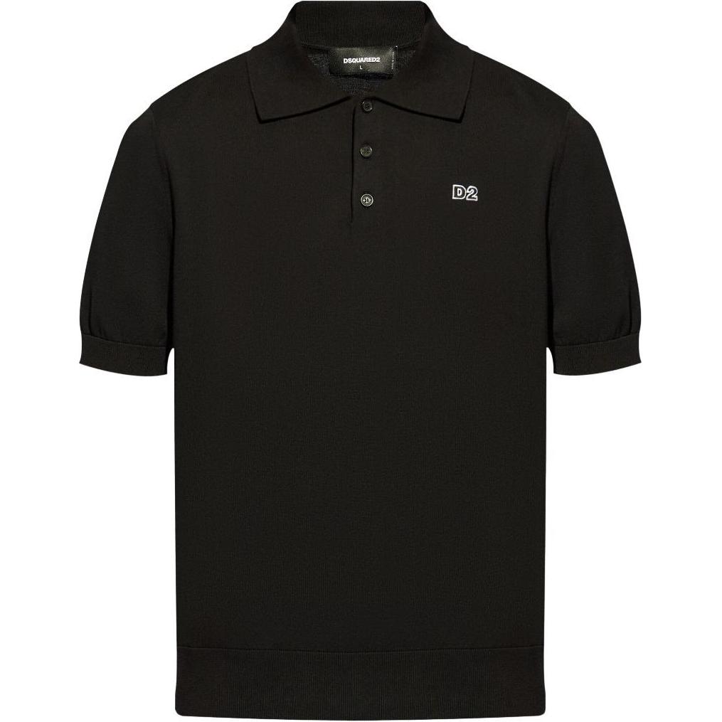 DSQUARED2 SS24 Solid Logo Casual Polo Shirt Men’s Black S74HA1452D13018