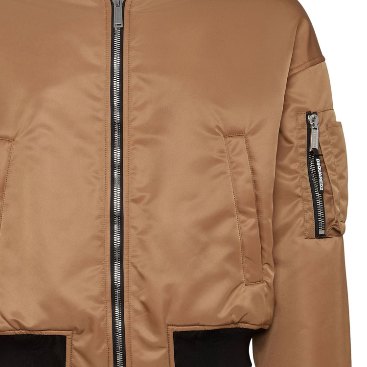 DSQUARED2 SS24 Solid Zip-Up Short Bomber Jacket Caramel Brown S71AN0578S35411-124 圖 5