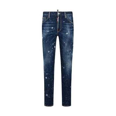 DSQUARED2 SS24 Splatter Effect Slim Fit Jeans Men Indigo Blue S74LB1484S30805-470