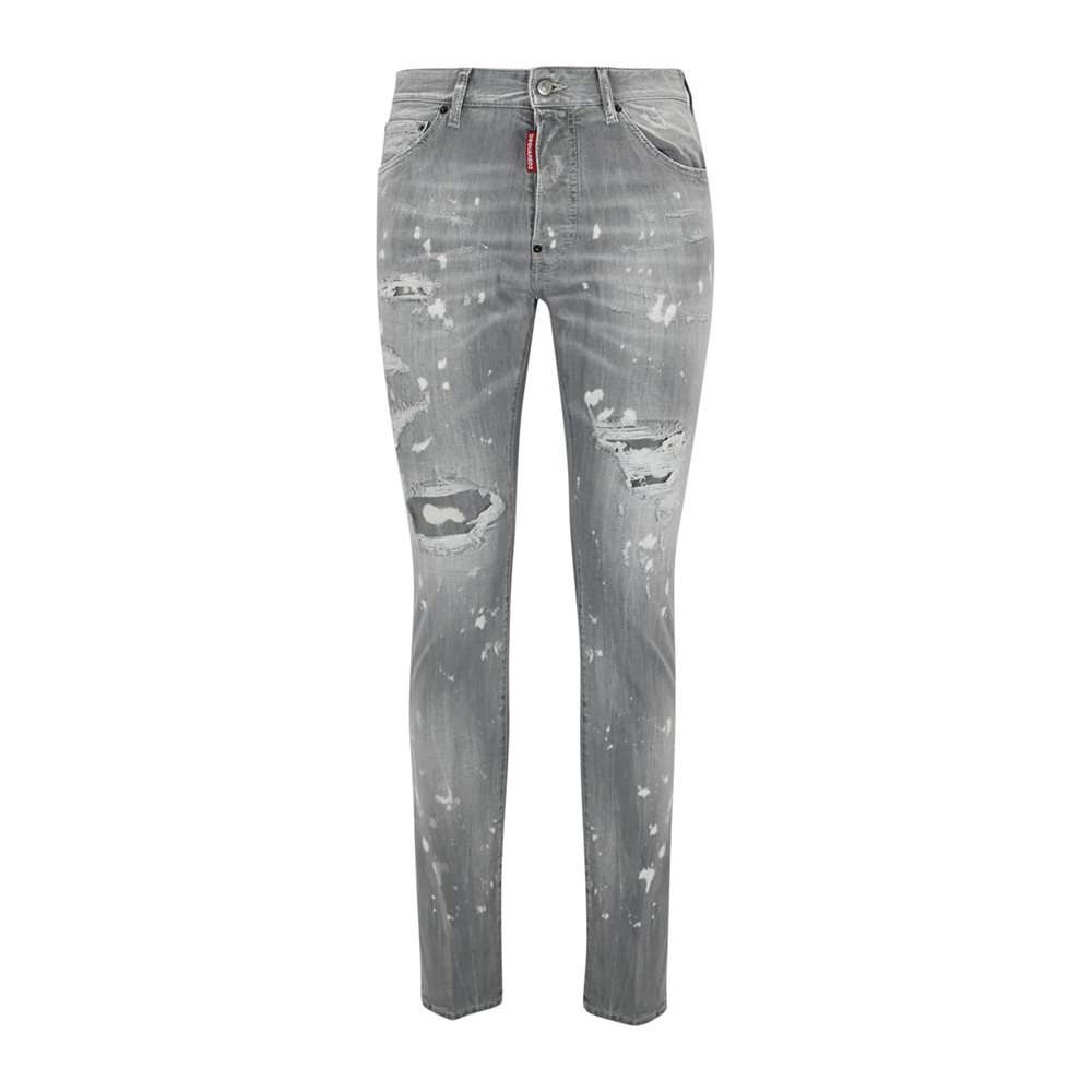 DSQUARED2 SS24 Washed Distressed Pocket Zipper Jeans Men’s Light Grey S71LB1374S30260-852