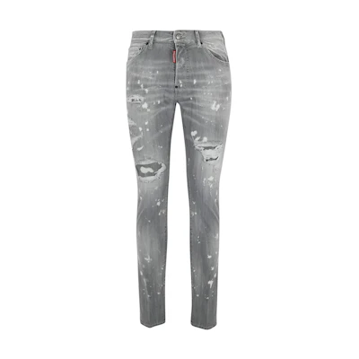 DSQUARED2 SS24 Washed Distressed Pocket Zipper Jeans Men’s Light Grey S71LB1374S30260-852