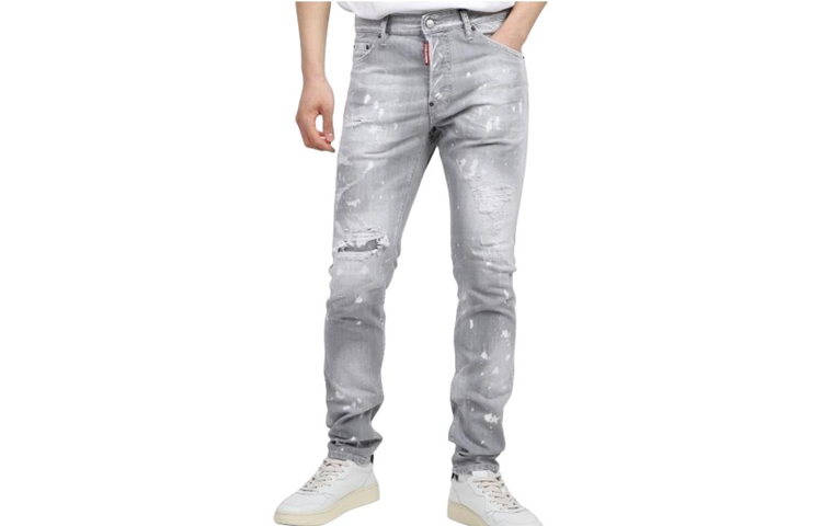 Order DSQUARED2 SS24 男士水洗做旧拉链口袋牛仔裤 浅灰色 S71LB1374S30260-852