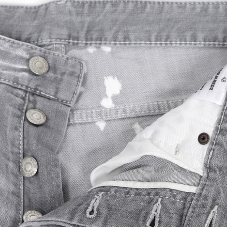 Cheap DSQUARED2 SS24 男士水洗做旧拉链口袋牛仔裤 浅灰色 S71LB1374S30260-852