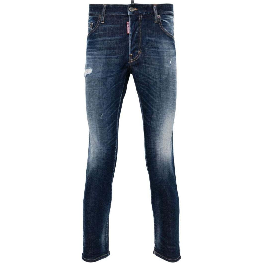 DSQUARED2 SS24 Washed Slim Fit Zip-Up Denim Jeans Men Indigo Blue S74LB1574S30342-470 圖 2