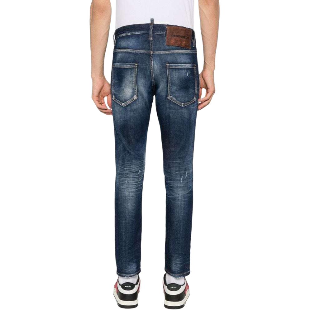 DSQUARED2 SS24 Washed Slim Fit Zip-Up Denim Jeans Men Indigo Blue S74LB1574S30342-470 圖 3