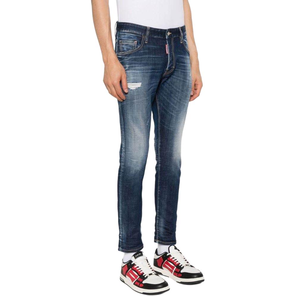 DSQUARED2 SS24 Washed Slim Fit Zip-Up Denim Jeans Men Indigo Blue S74LB1574S30342-470 圖 5