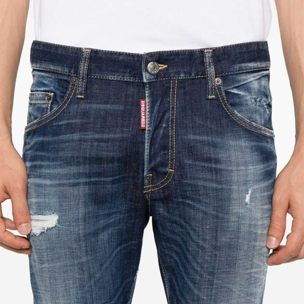 DSQUARED2 SS24 Washed Slim Fit Zip-Up Denim Jeans Men Indigo Blue S74LB1574S30342-470 圖 6