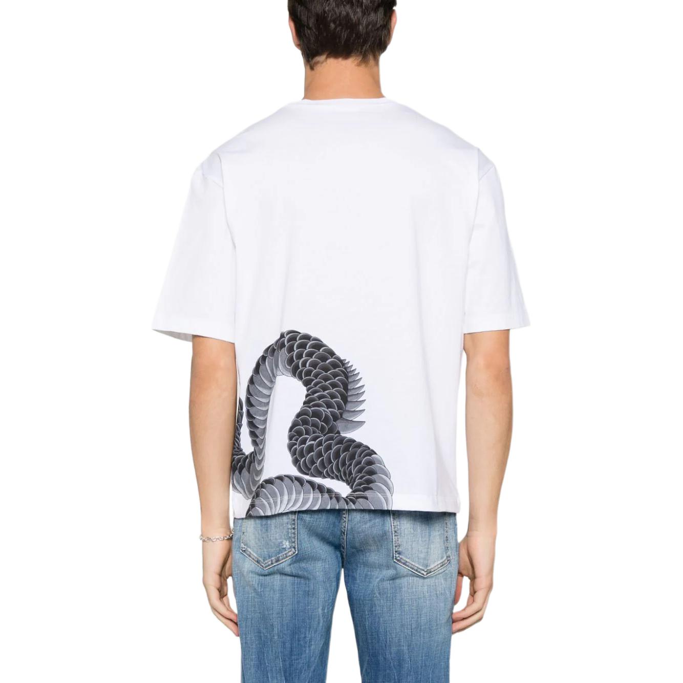 Shop DSQUARED2 男士白色龙纹宽松T恤 SS24款 S74GD1214S23009-100
