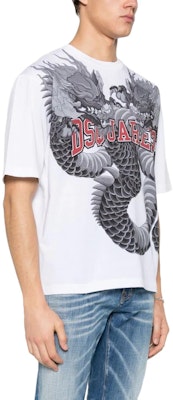 DSQUARED2 男士白色龙纹宽松T恤 SS24款 S74GD1214S23009-100 Purchase DSQUARED2 男士白色龙纹宽松T恤 SS24款 S74GD1214S23009-100