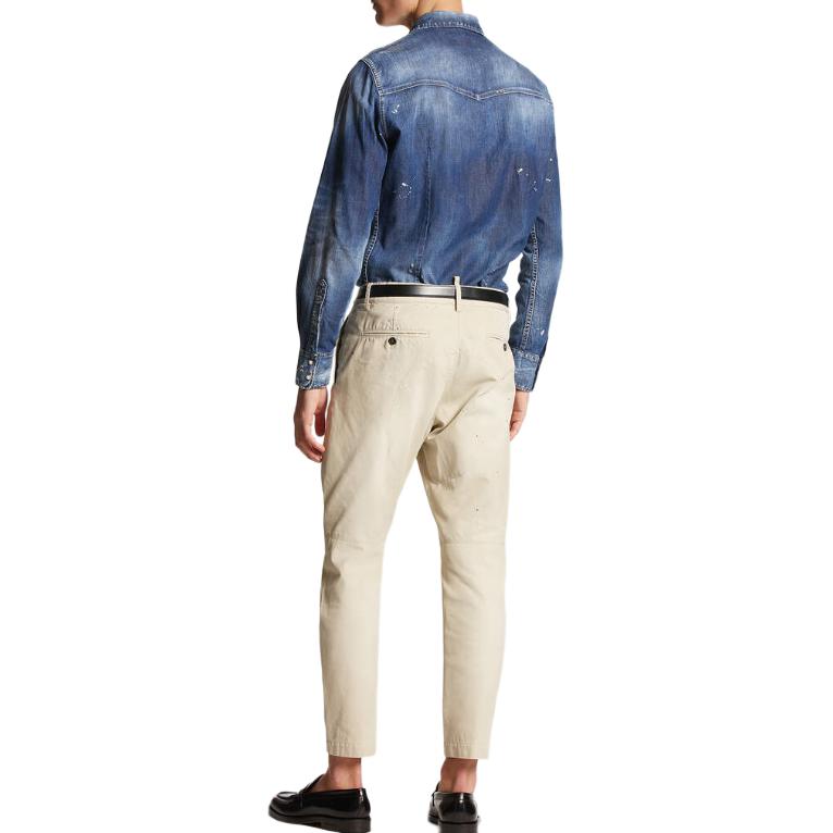 Purchase DSQUARED2 印章白色性感休閒直筒長褲 Chino 褲 S74KB0882S41794-806