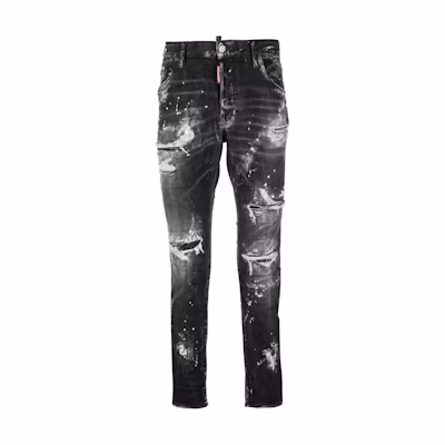 DSQUARED2 Straight Fit Ripped Jeans Black S74LB1325S30503900