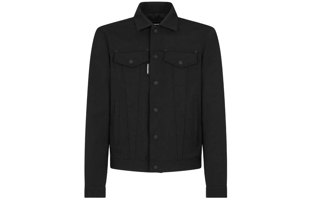 Order DSQUARED2 Jaket Denim Hitam Lelaki Lengan Panjang Gaya Pendek. S74AM1482S40320-900