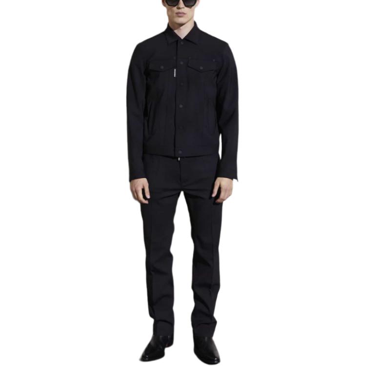 Shop DSQUARED2 Jaket Denim Hitam Lelaki Lengan Panjang Gaya Pendek. S74AM1482S40320-900