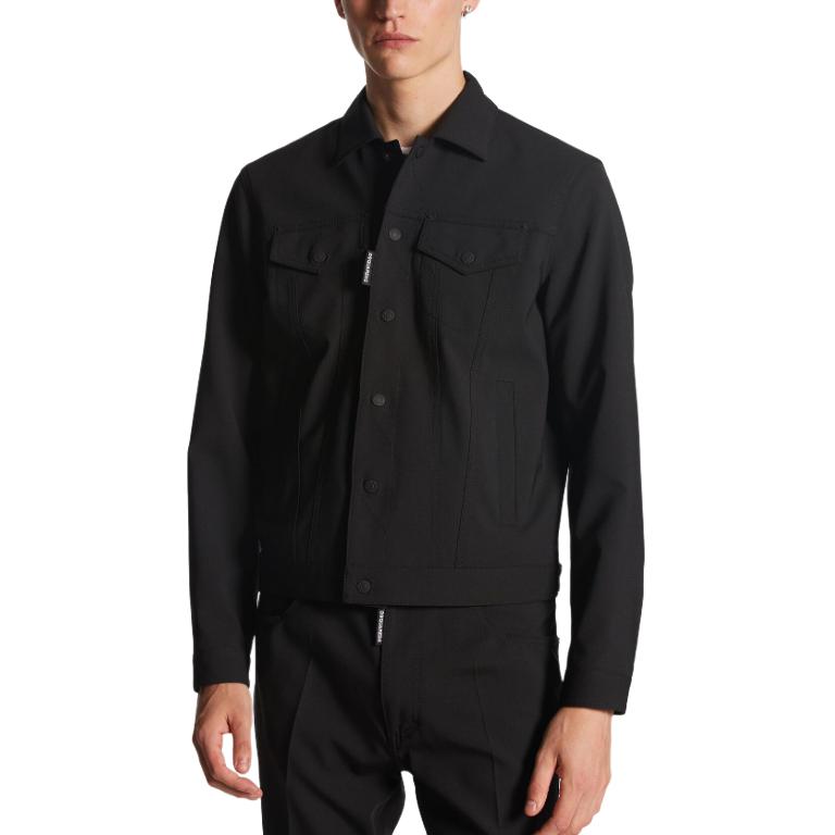 Purchase DSQUARED2 Jaket Denim Hitam Lelaki Lengan Panjang Gaya Pendek. S74AM1482S40320-900