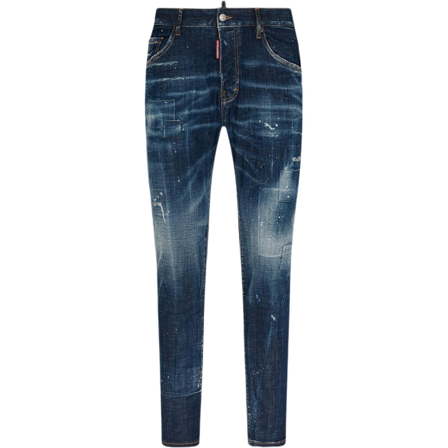 DSQUARED2 Washed Distressed Slim Fit Side-Zip Navy Blue Jeans S71LB1368S30342-470