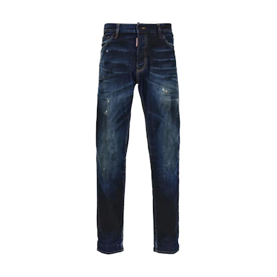 DSQUARED2 Washed Distressed Zipper Jeans Men’s Deep Blue S71LB1471S30342-470