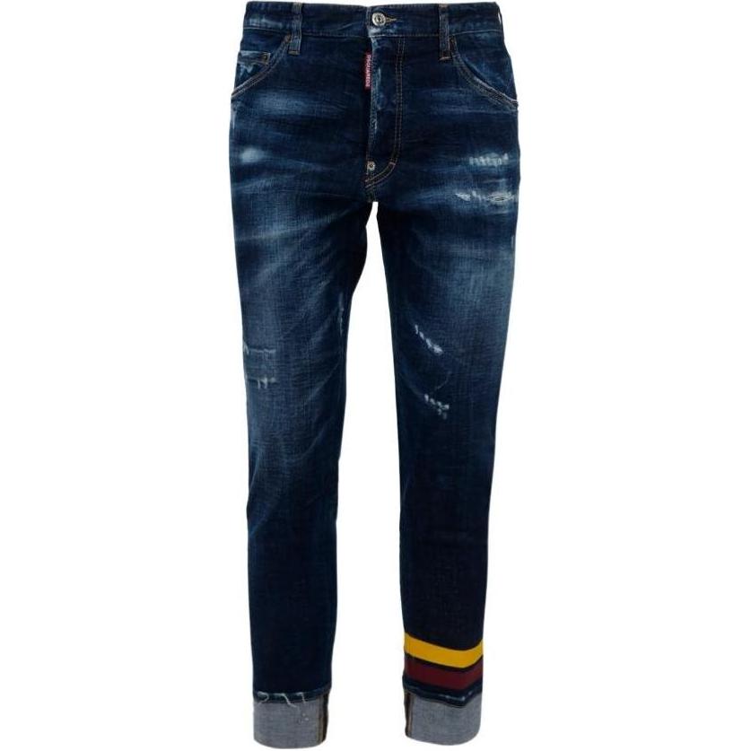 DSQUARED2 Washed Straight Fit Distressed Zipper Jeans Men Blue S74LB0843S30342470