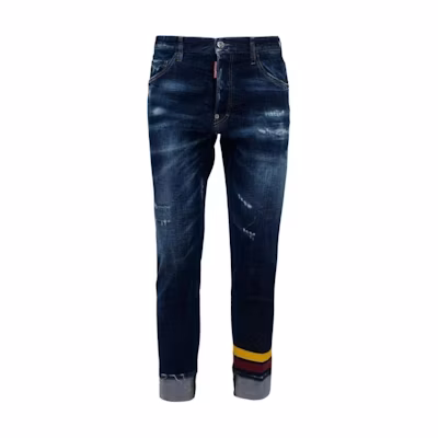 DSQUARED2 Washed Straight Fit Distressed Zipper Jeans Men Blue S74LB0843S30342470