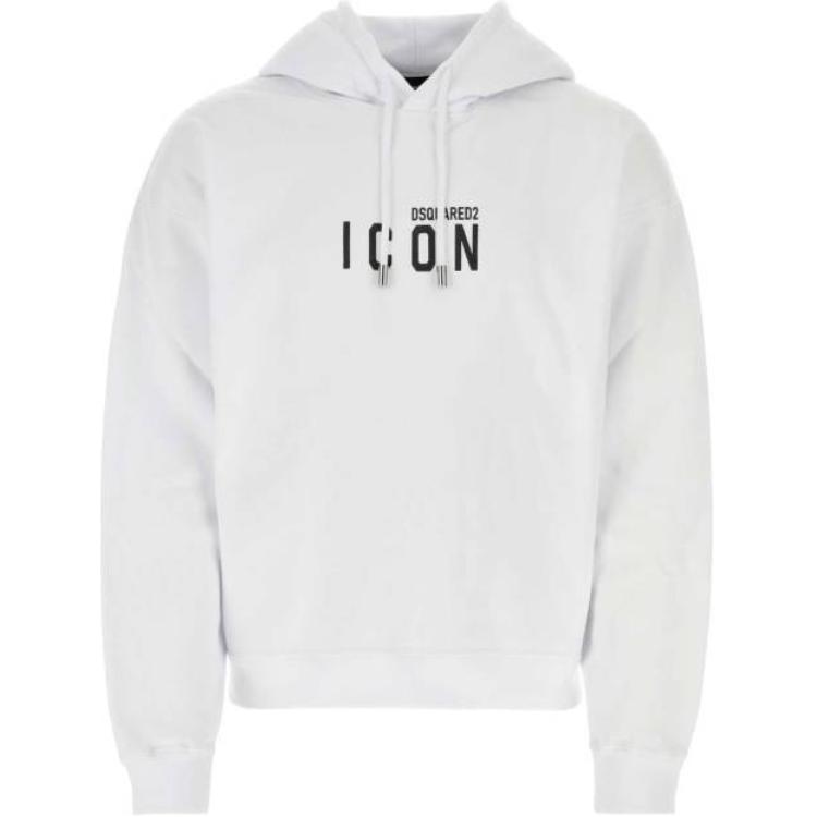 Dsquared2 White Hoodie with Solid Color and Printed Logo S79GU0134S25516-100