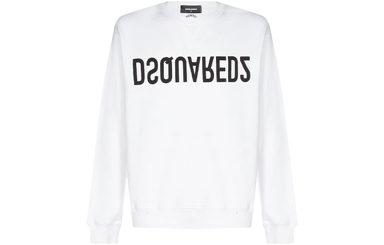 Dsquared2 White Letter Print Crewneck Pullover Sweatshirt S74GU0506S25042-100