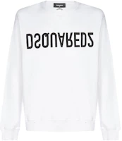 Dsquared2 White Letter Print Crewneck Pullover Sweatshirt S74GU0506S25042-100 Dsquared2 White Letter Print Crewneck Pullover Sweatshirt S74GU0506S25042-100