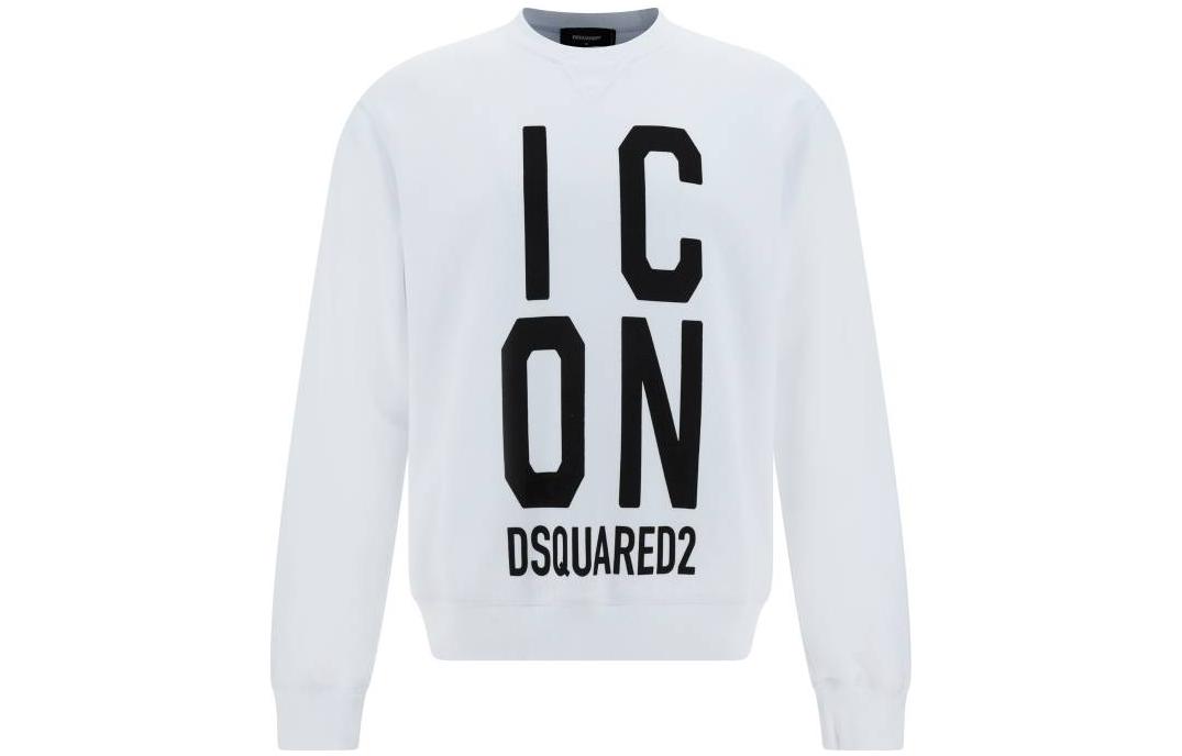 Dsquared2 White Letter Print Long-Sleeve Crewneck Sweatshirt S79GU0107S25516-100