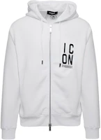 Dsquared2 White Lettering Zip-Up Hoodie Jacket for Men S79HG0012S25516-100 Dsquared2 White Lettering Zip-Up Hoodie Jacket for Men S79HG0012S25516-100