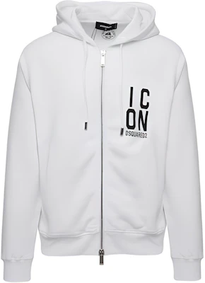 Hoodie Jaket Zip-Up Pria Dsquared2 Putih dengan Tulisan S79HG0012S25516-100 Buy Hoodie Jaket Zip-Up Pria Dsquared2 Putih dengan Tulisan S79HG0012S25516-100