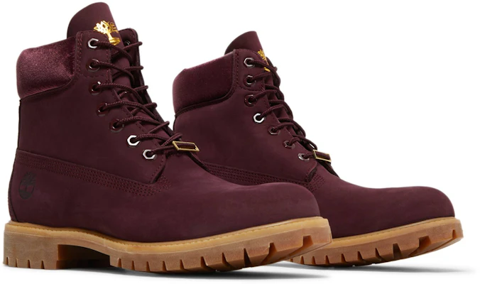Burgundy and gold timberlands sales