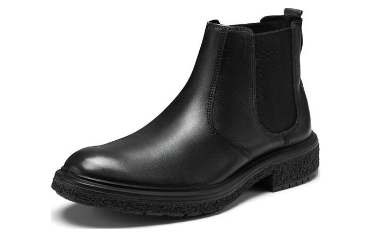 Order ecco愛步 酷銳混合系列 皮革 簡約舒適 短筒 切爾西靴 男款 黑色