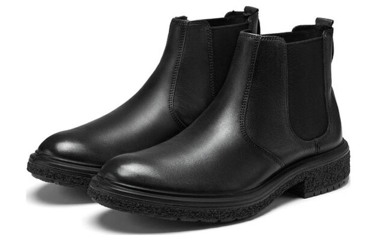 Lookbook ecco愛步 酷銳混合系列 皮革 簡約舒適 短筒 切爾西靴 男款 黑色