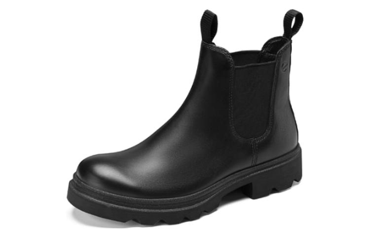 Order ecco/愛步 牛皮工裝切爾西靴 黑色