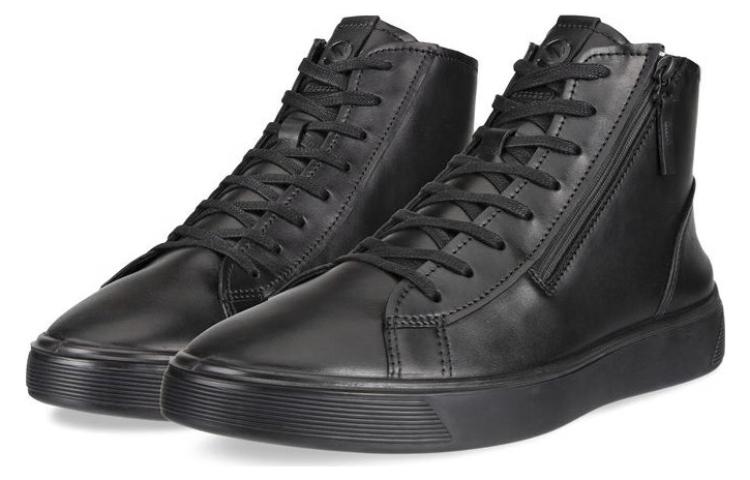Lookbook ECCO Leather High-Top Sneakers 'Black' 50479401001